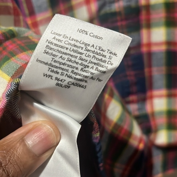 Eddie Bauer Flannel Shirt Women M Navy Blue Pink Plaid Pockets 100% Cotton - Picture 6 of 8